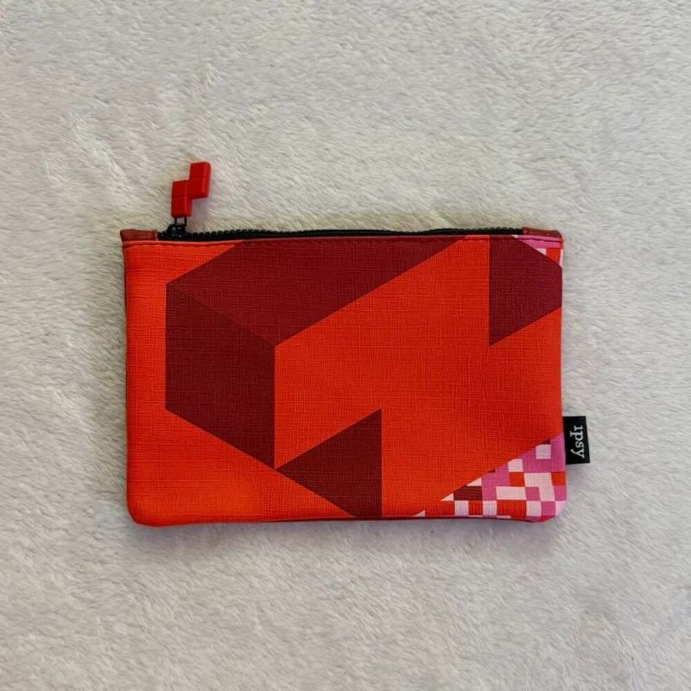 red tetris mini makeup cosmetics bag
